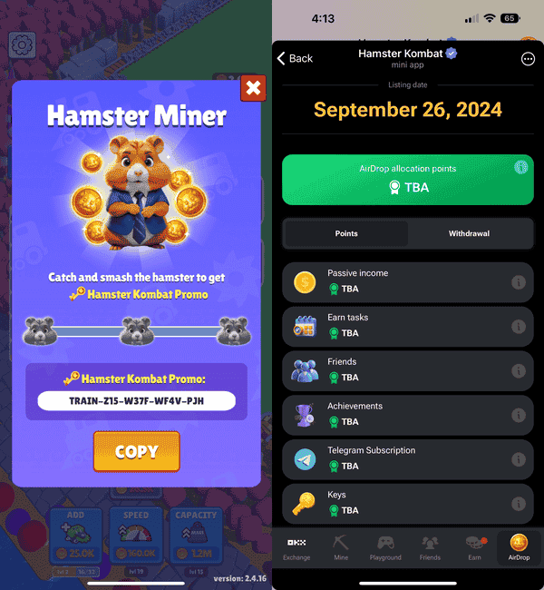 Hamster Kombat Playground: 赚取钥匙，增加空投机会