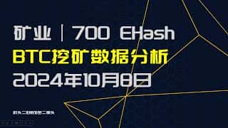 比特币挖矿数据分析：算力在 700E 附近波动，2024 年 10 月 8 日