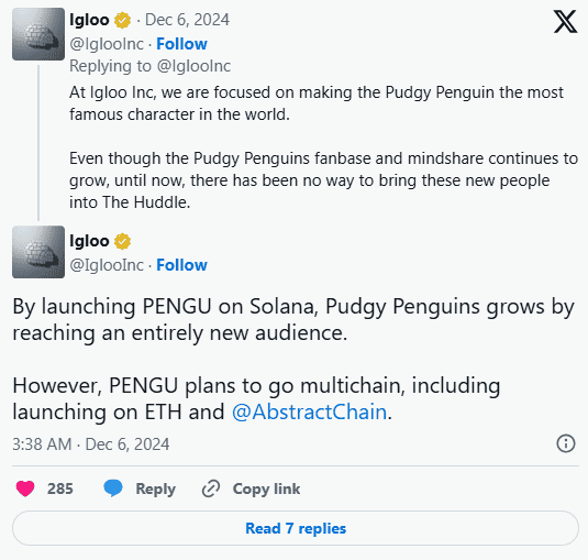 Pudgy Penguins NFT崛起，超越无聊猿：PENGU代币全解析