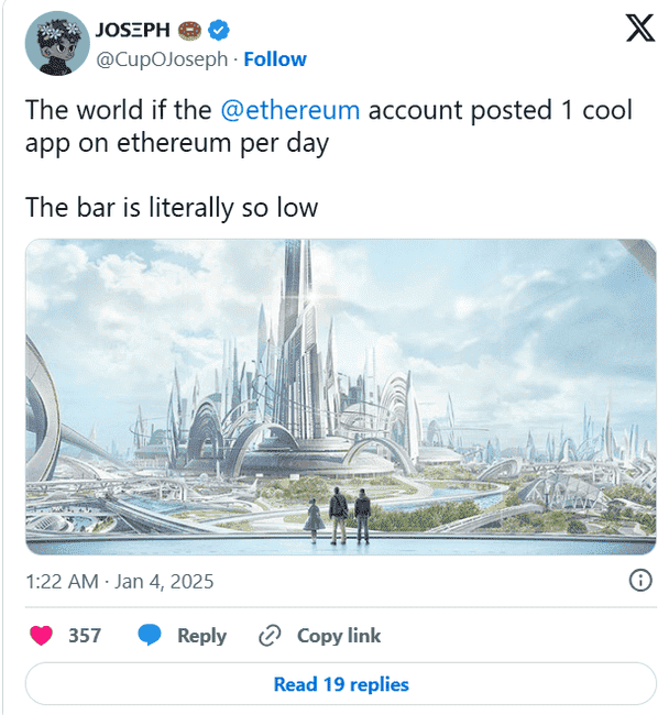以太坊官方社交账号打破沉默，首次发声！