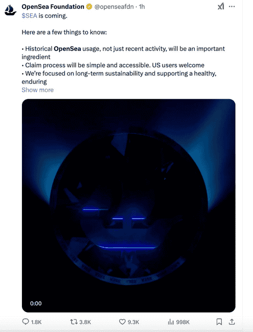 OpenSea七载沉浮，NFT交易所巨头终启发币之路