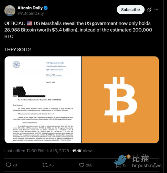 美法警局巨额抛售17万BTC！比特币史诗级抄底机会来了？