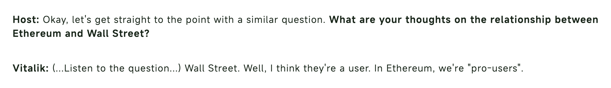华尔街对以太坊构成巨大威胁！Vitalik：他们是用户，我们是“专业用户”！