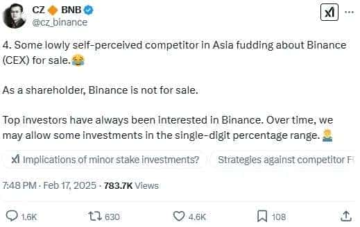 币安易主传闻四起！赵长鹏紧急回应，最大加密交易所出售风波引关注
