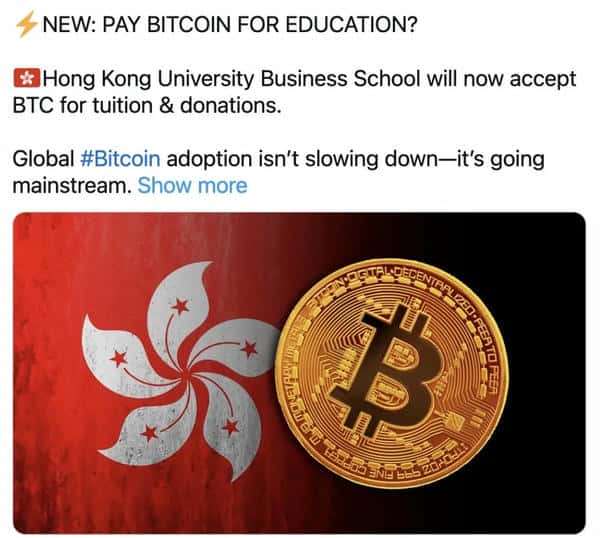港大正式启用比特币交学费，香港保险能否跟进？