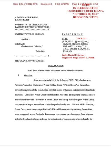 柬埔寨太子集团董事长陈志12.7万枚比特币被美国司法部没收,市值超千亿!