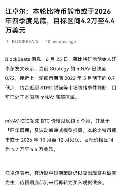 比特币熊市警报！四季度恐暴跌至4.2万终极底部
