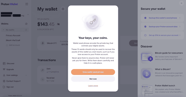 Proton Wallet：一款简单易用的比特币钱包，轻松发送比特币的新选择
